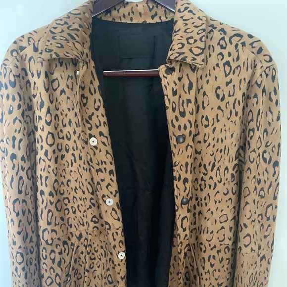 Alexander Wang Leopard Coach Shirt Jacket Men’s M 48 Lambskin Leather - Picture 1 of 3